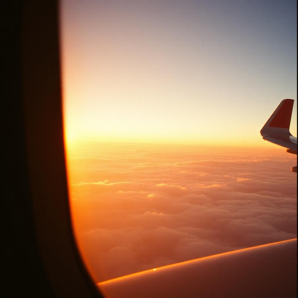 Sunrise from an airplane window