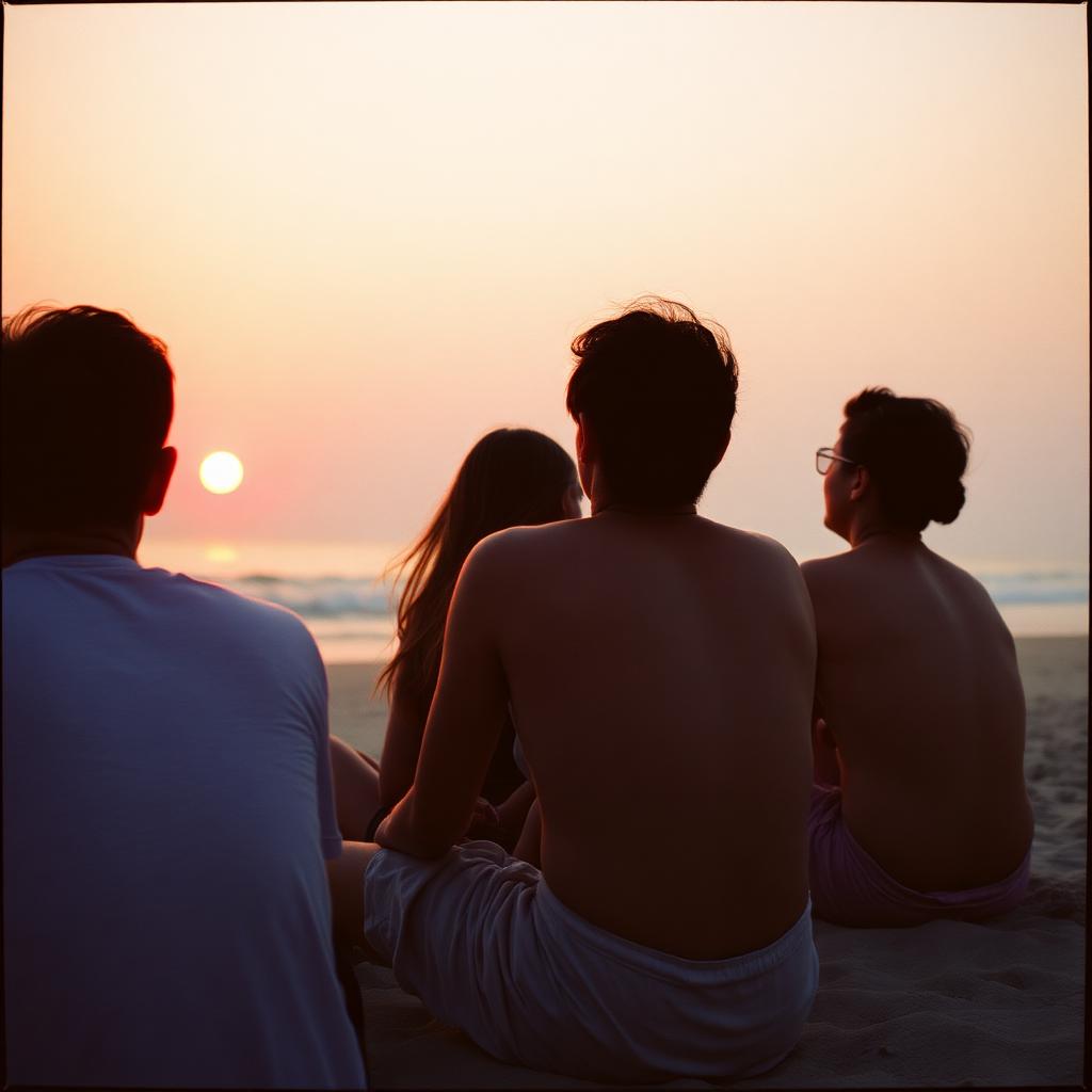 Friends watching sunset together