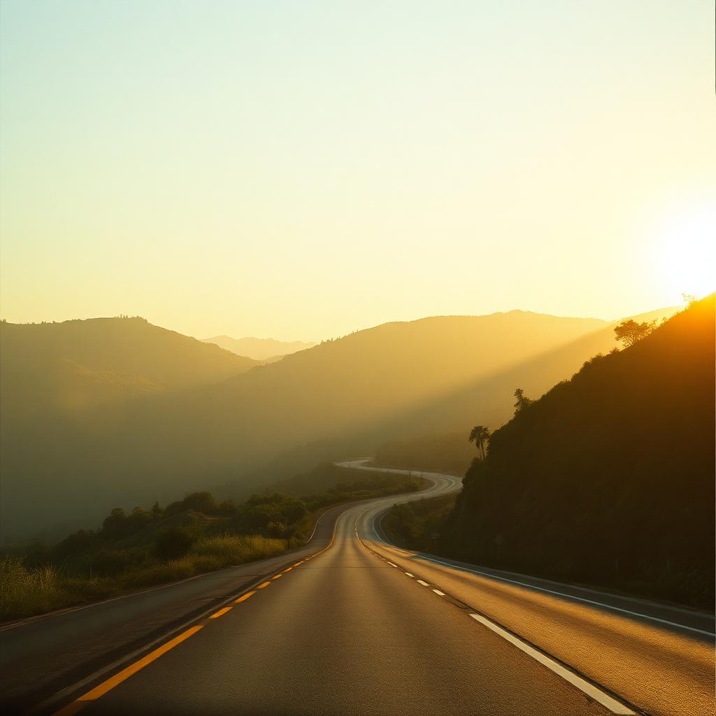 Scenic highway at golden hour