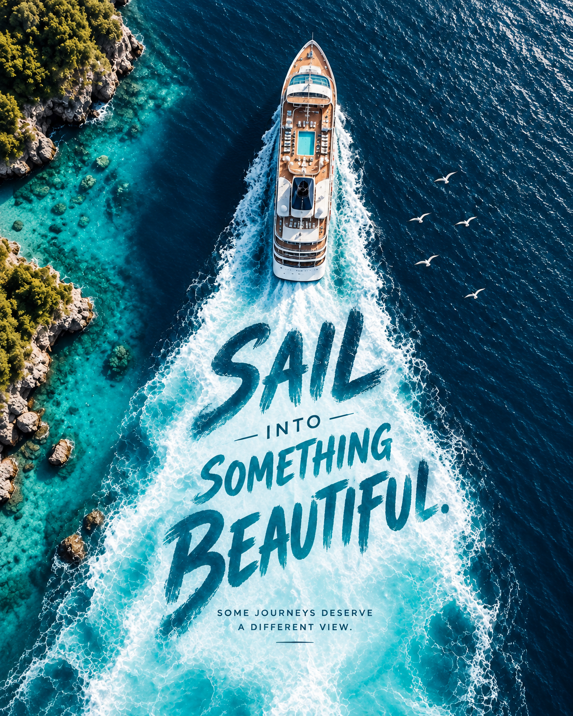 Creative travel advertisement for cruise booking
