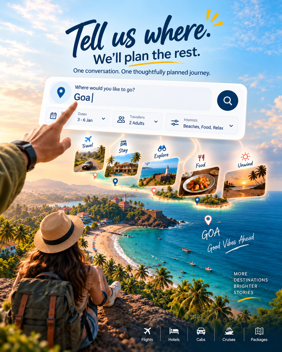 Creative travel advertisement for custom trip planning